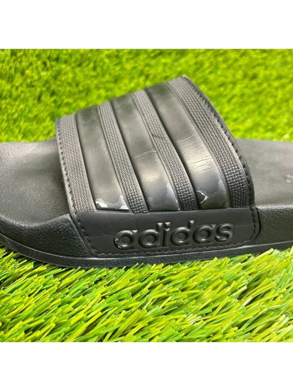 Adidas Adilette Shower Mens Size 7 All Black Beach Outdoor Slip On Slide Sandals